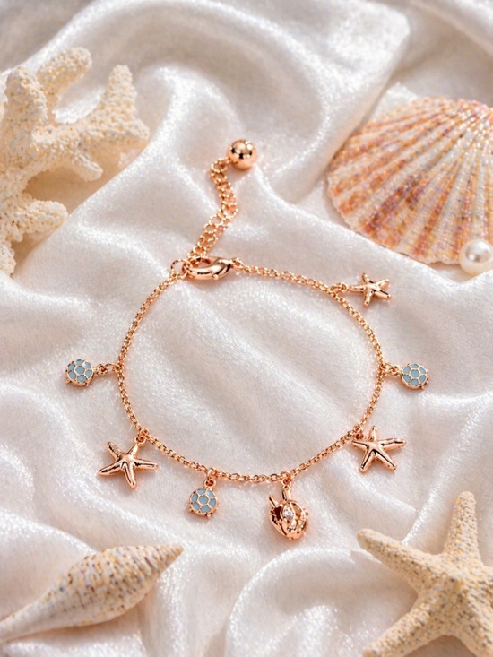 Jewelry - Ima Beach Delicate fine & precious metals Starfish Charm Bracelet Blue Accents.
